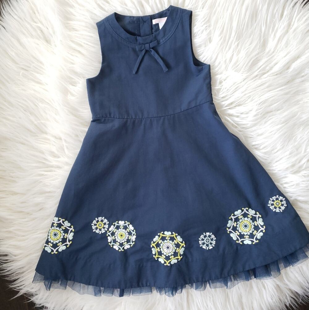 Janie & Jack Girl Special Occasion Dress Navy Crinoline Hem Holidays Wedding 4
